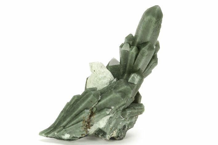 Green, Hedenbergite Included Quartz on Hedenbergite - Mongolia #226203